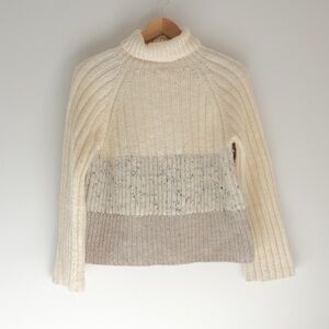 Cream Colorblock Turtleneck